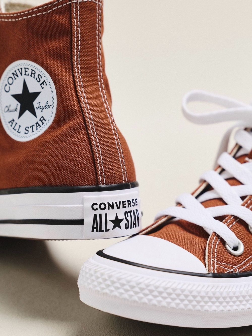 Converse High Top Sneakers - Rust Brown & White - Picture 3 of 5